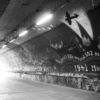 Part of the Marsh Lane Time Tunnel with a mural depicting the damage done by the 1941 blitz