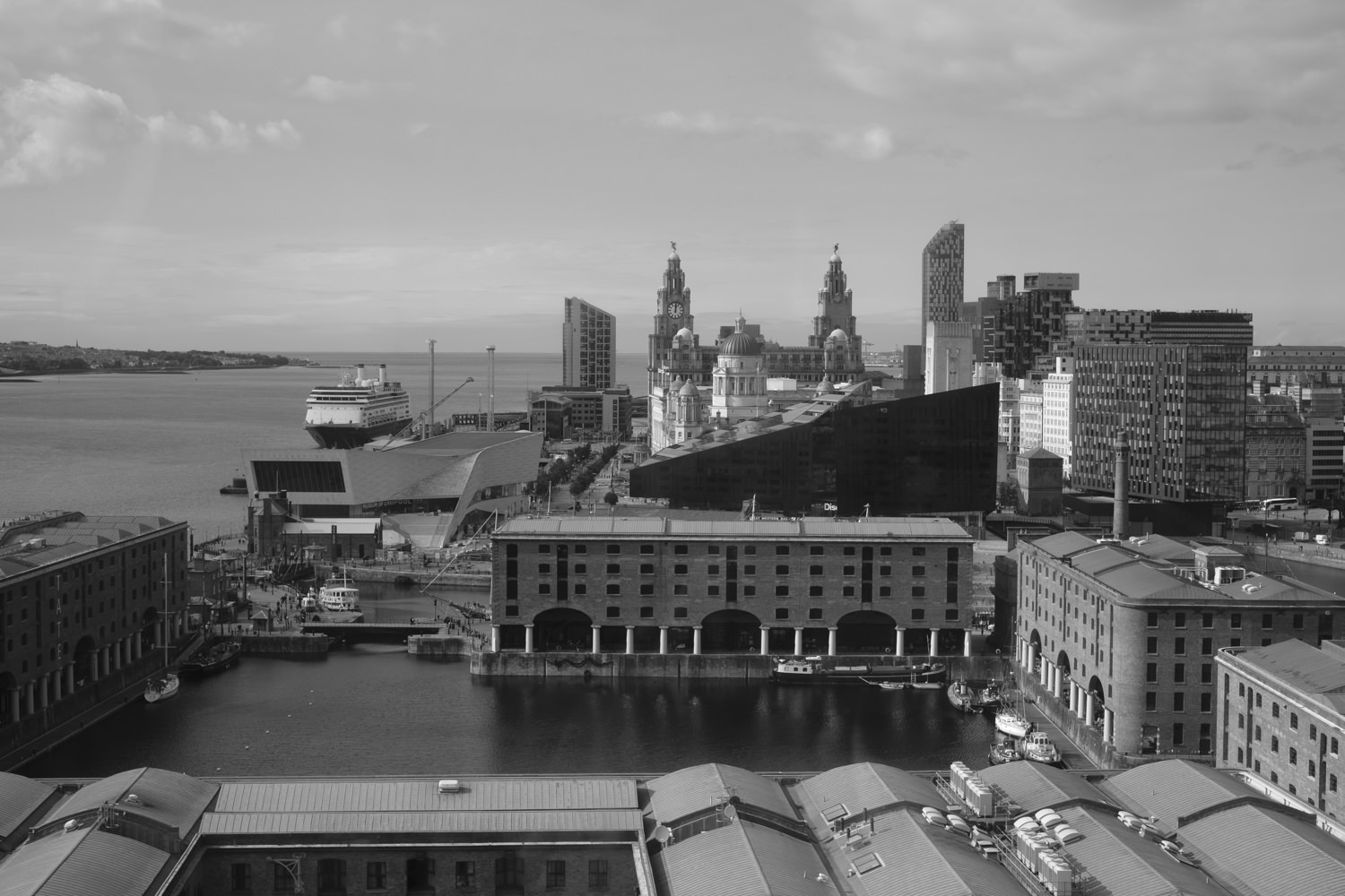 Looking at the iconic waterfront from high in the air.